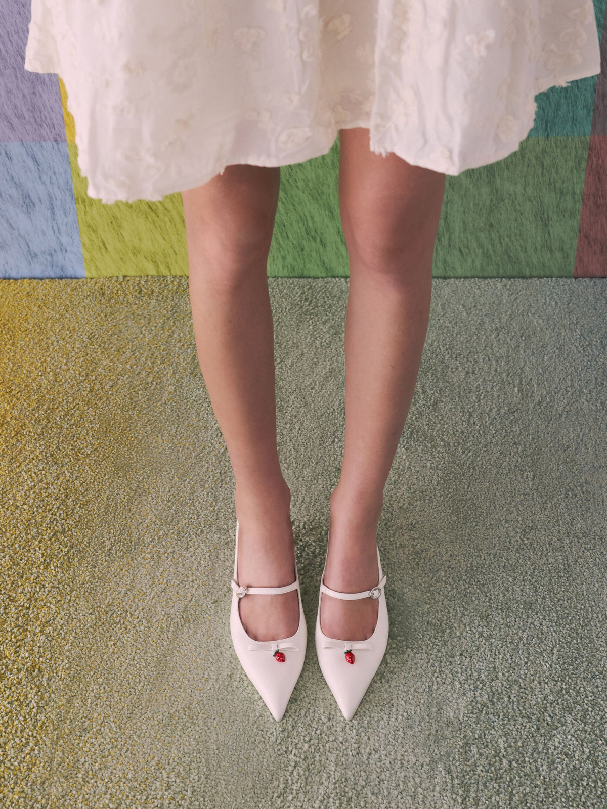CHARLES & KEITH Essential | Sonali Strawberry Bow Slingback Pumps - White
