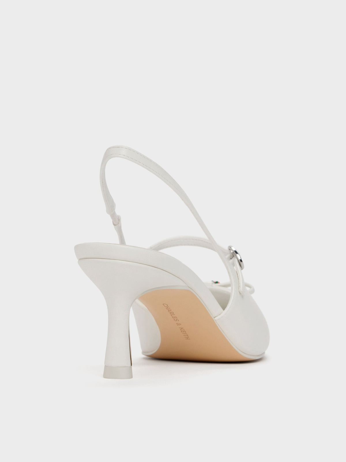 CHARLES & KEITH Essential | Sonali Strawberry Bow Slingback Pumps - White