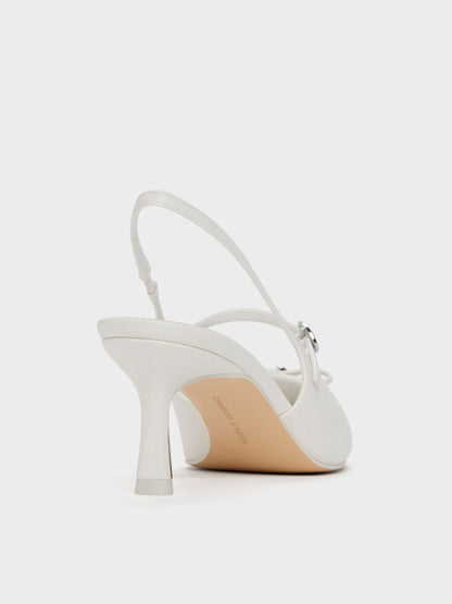 CHARLES & KEITH Essential | Sonali Strawberry Bow Slingback Pumps - White