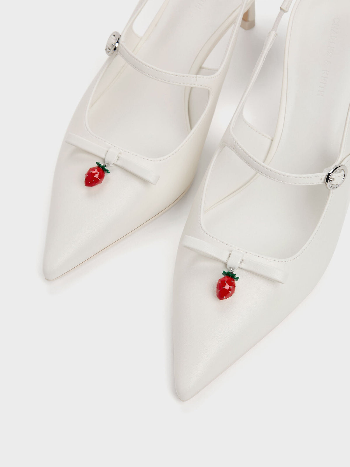 CHARLES & KEITH Essential | Sonali Strawberry Bow Slingback Pumps - White