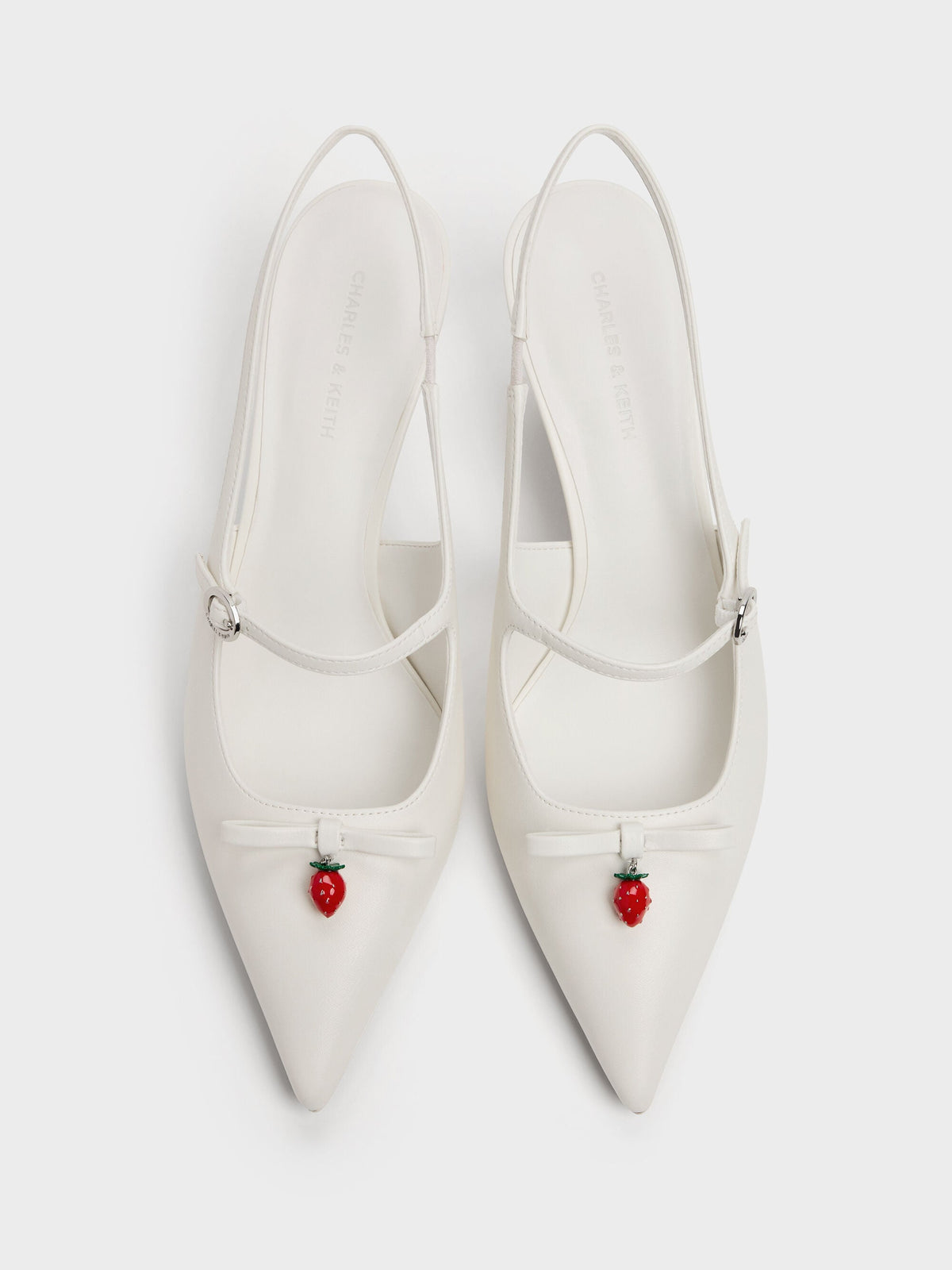 CHARLES & KEITH Essential | Sonali Strawberry Bow Slingback Pumps - White