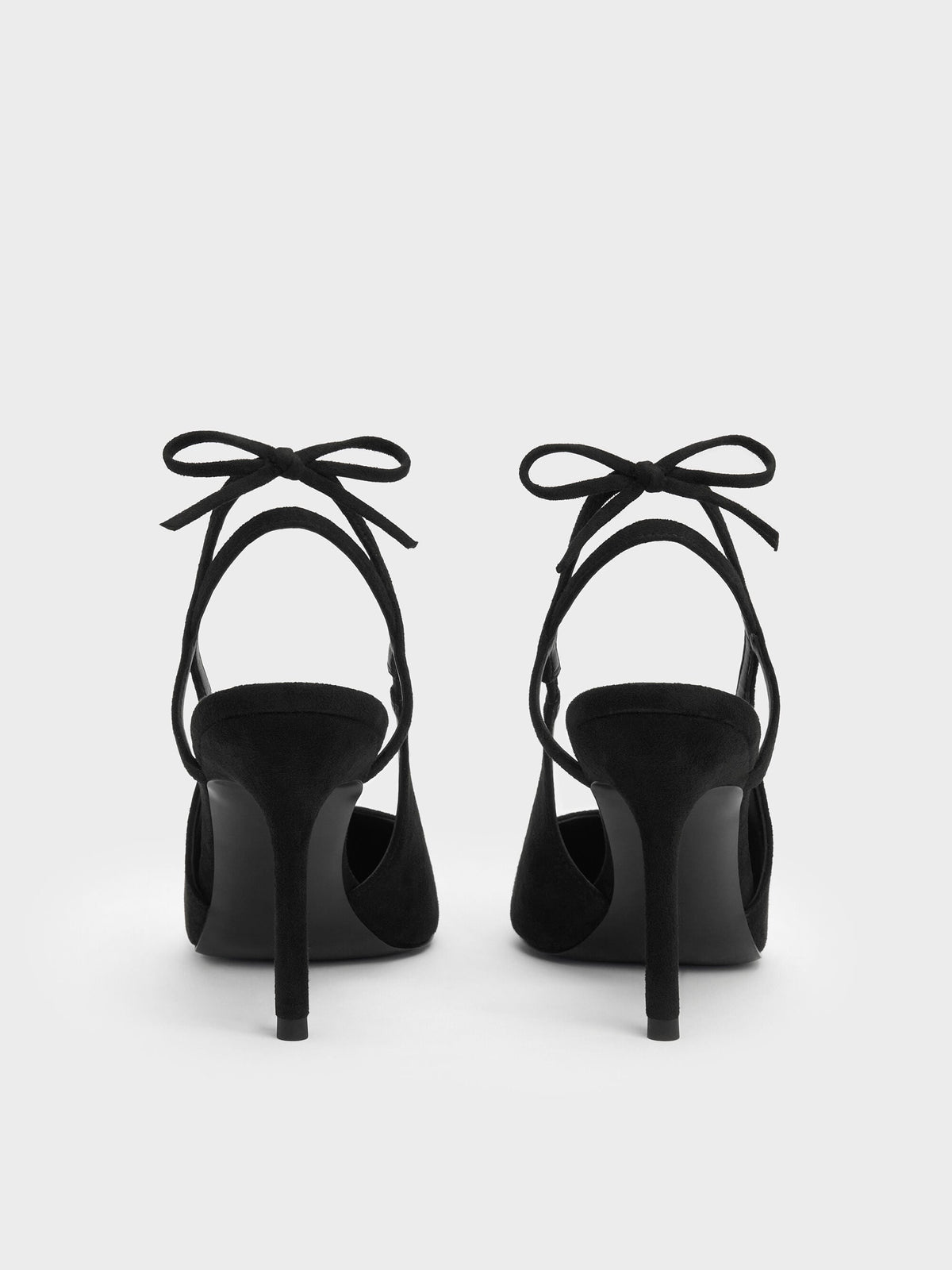 CHARLES & KEITH Quality | Faux Suede Back-Bow Slingback Pumps - Black Textured