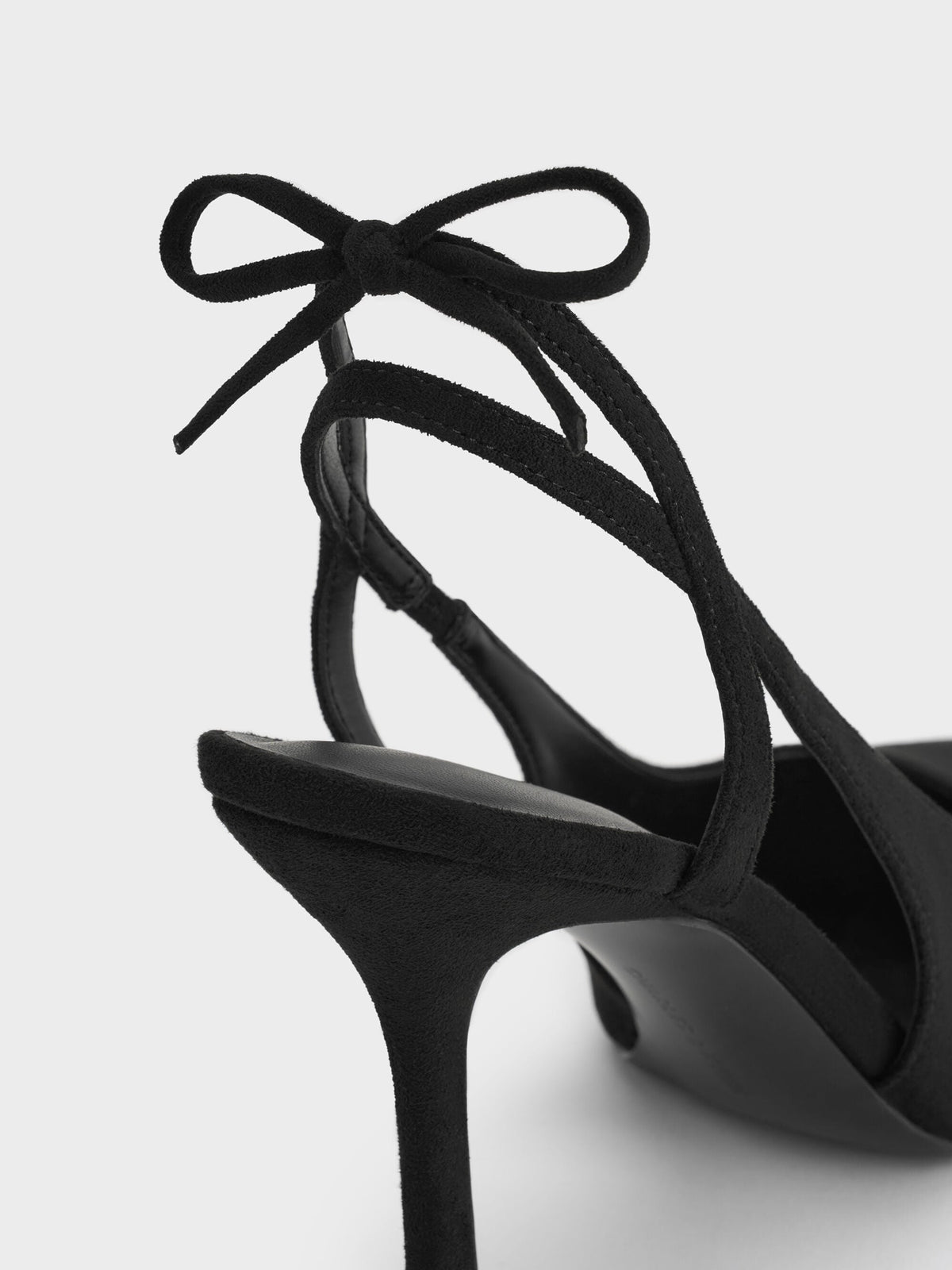 CHARLES & KEITH Quality | Faux Suede Back-Bow Slingback Pumps - Black Textured