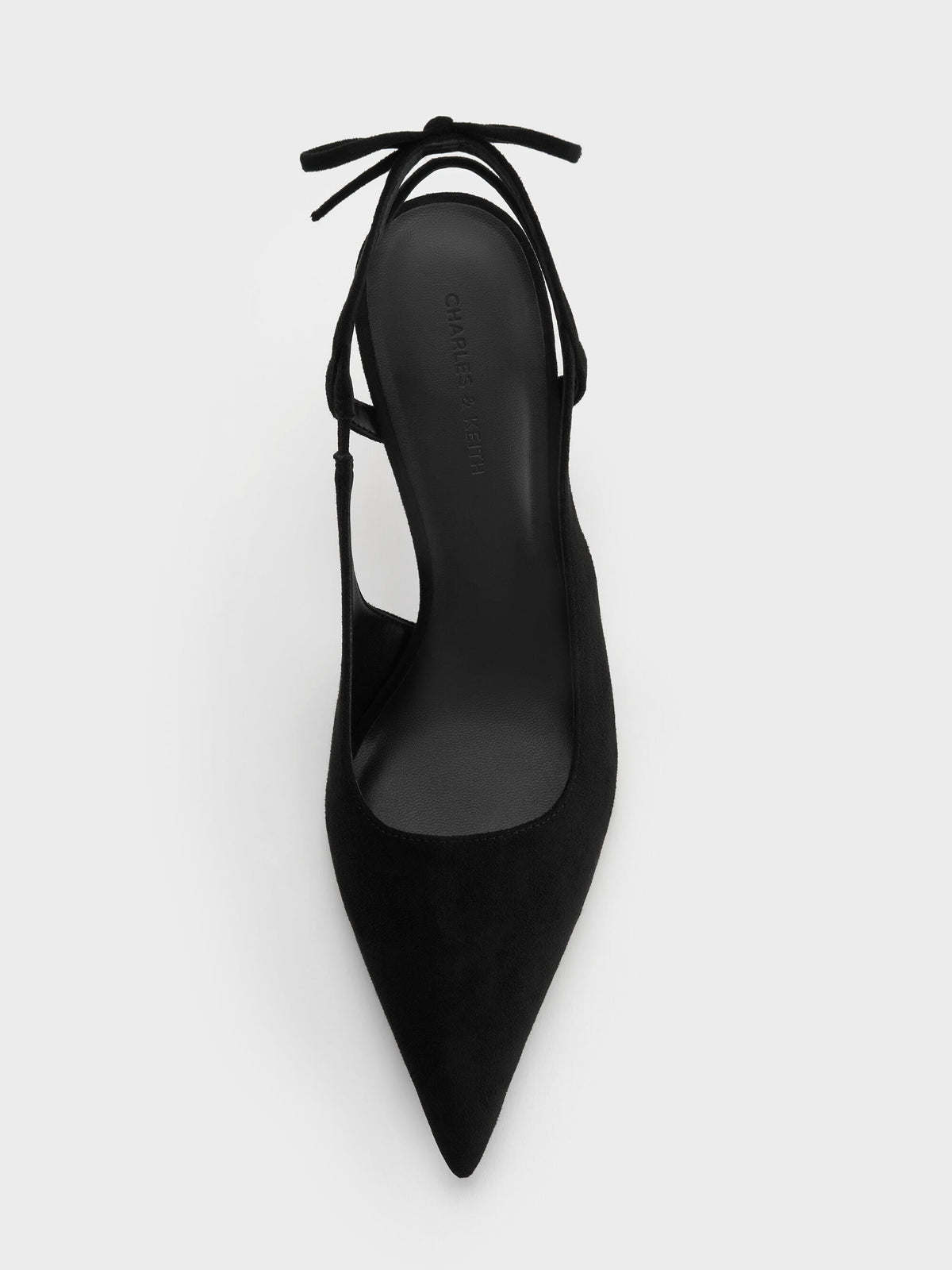CHARLES & KEITH Quality | Faux Suede Back-Bow Slingback Pumps - Black Textured