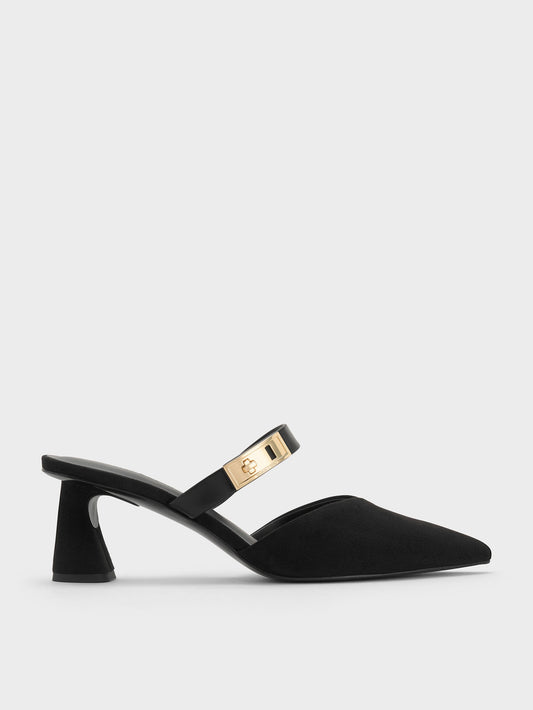 CHARLES & KEITH Exclusive | Lando Faux Suede Heeled Mules - Black2