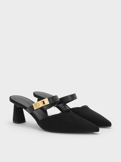 CHARLES & KEITH Exclusive | Lando Faux Suede Heeled Mules - Black2