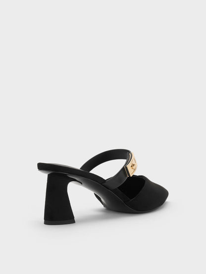 CHARLES & KEITH Exclusive | Lando Faux Suede Heeled Mules - Black2