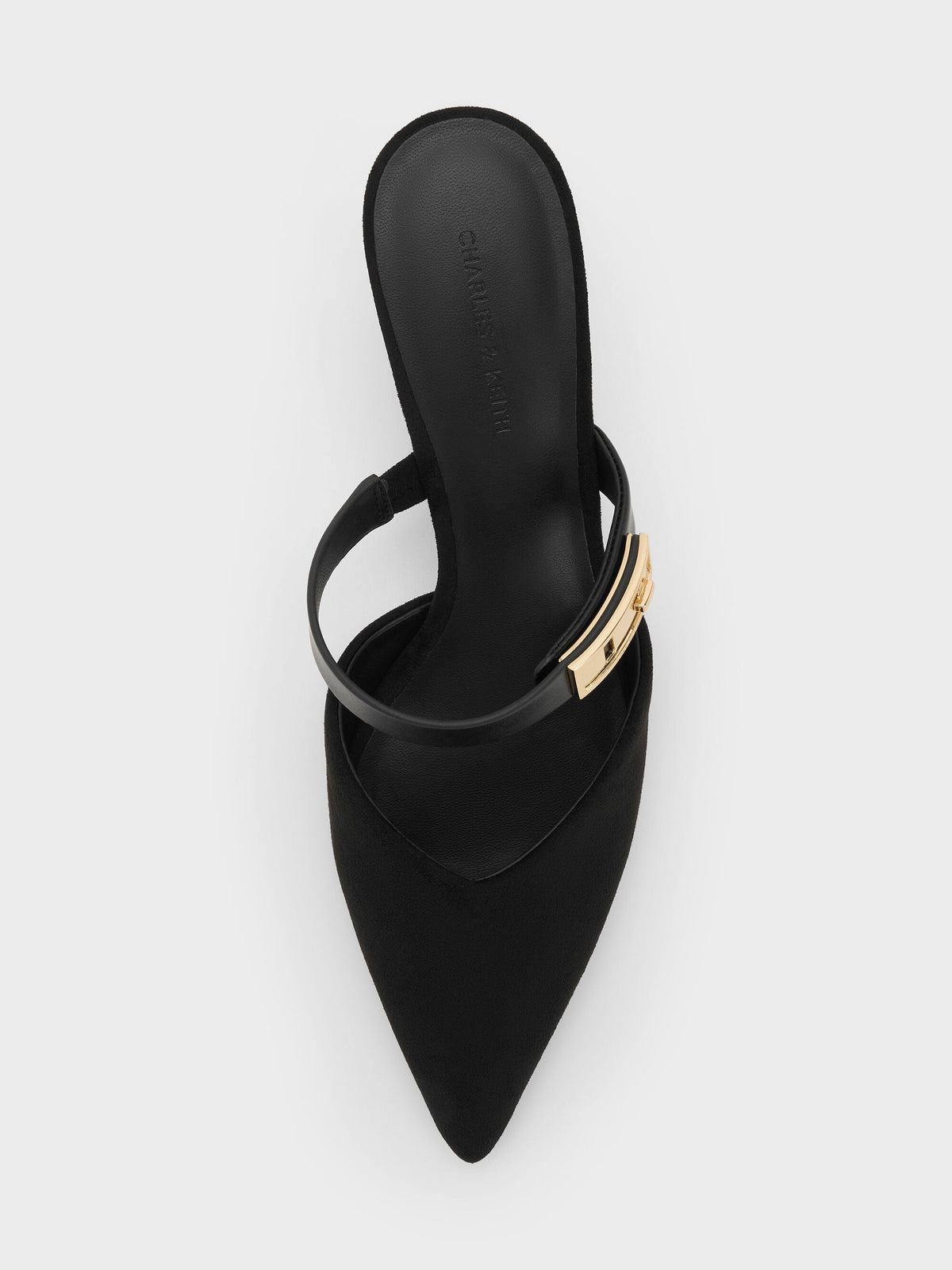CHARLES & KEITH Exclusive | Lando Faux Suede Heeled Mules - Black2