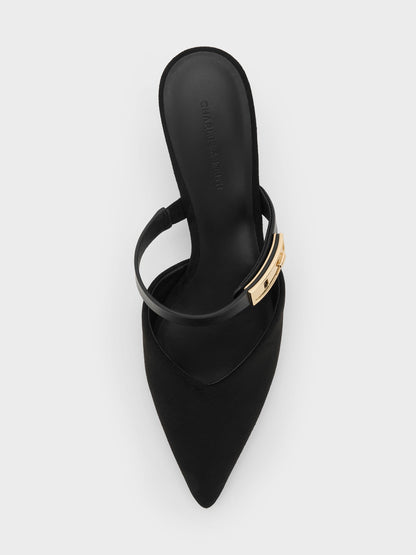 CHARLES & KEITH Exclusive | Lando Faux Suede Heeled Mules - Black2