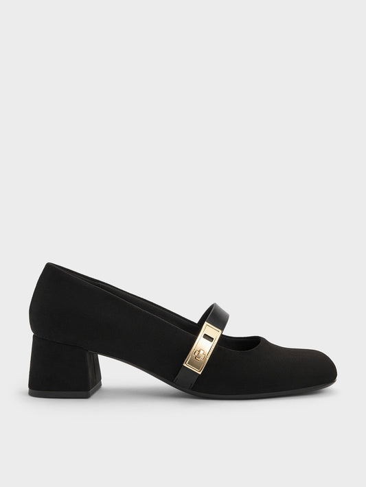 CHARLES & KEITH Great Value | Lando Faux Suede Mary Jane Pumps - Black2