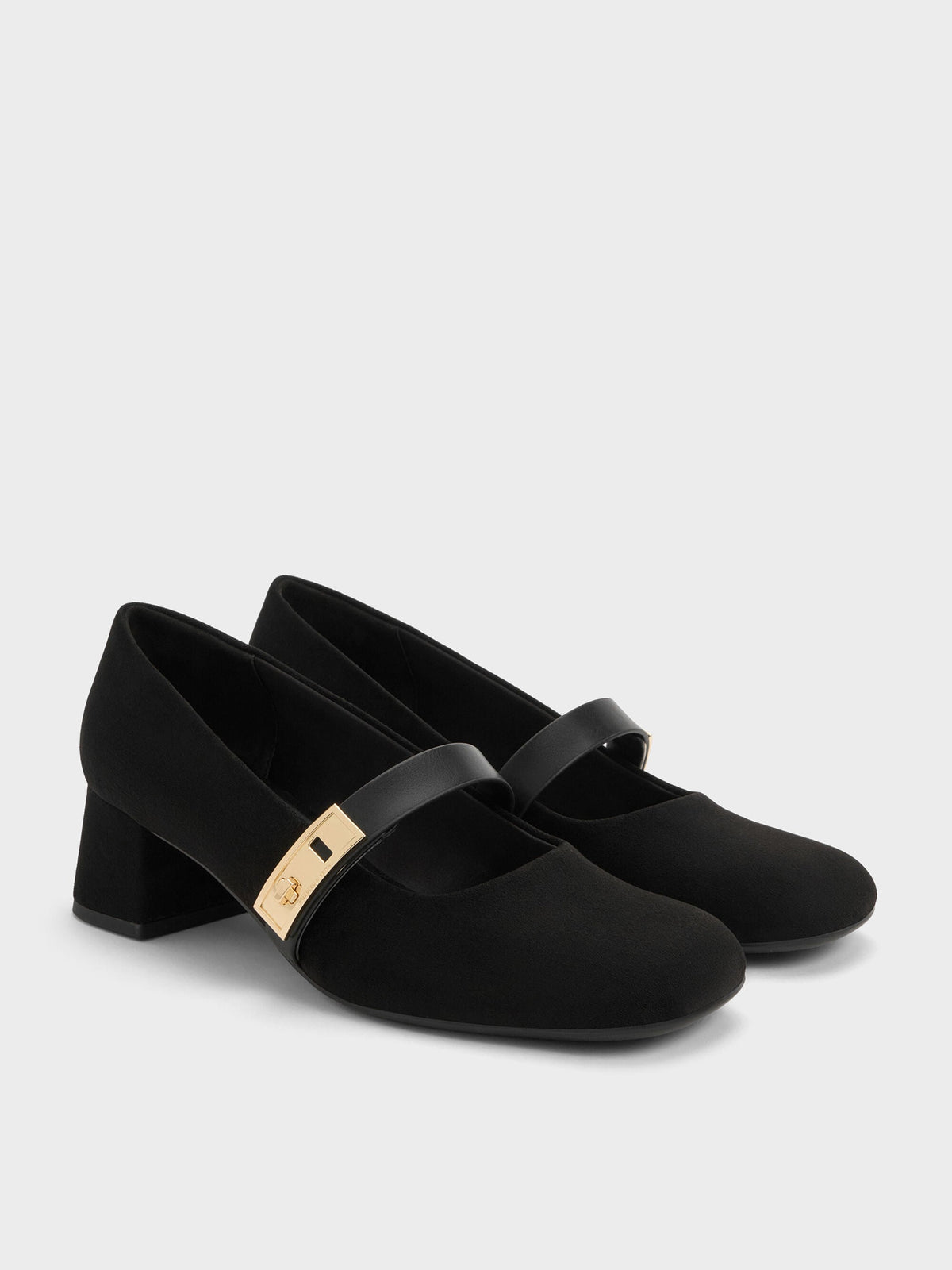 CHARLES & KEITH Great Value | Lando Faux Suede Mary Jane Pumps - Black2