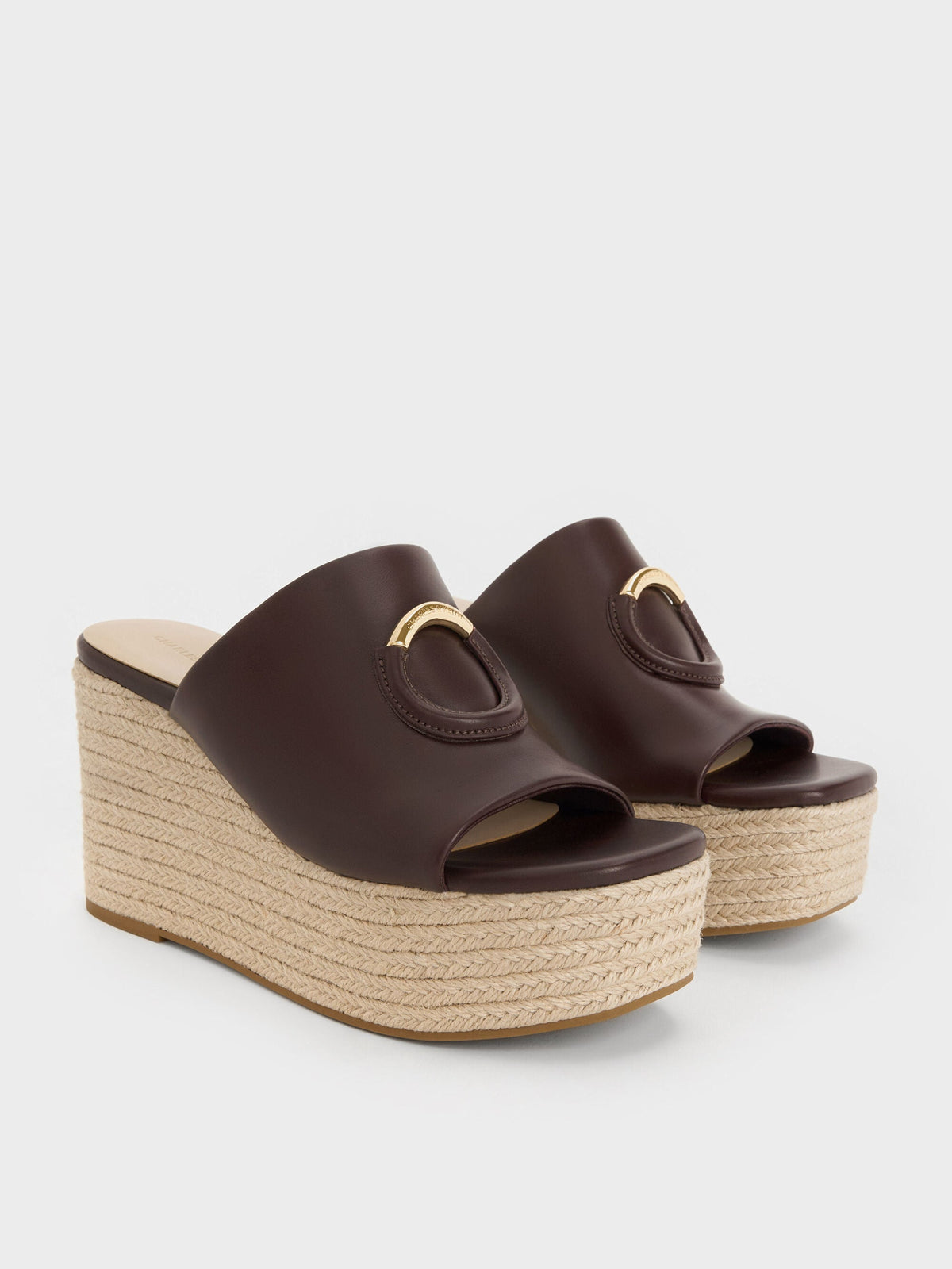 CHARLES & KEITH Featured | Metallic-Accent Espadrille Wedges - Maroon