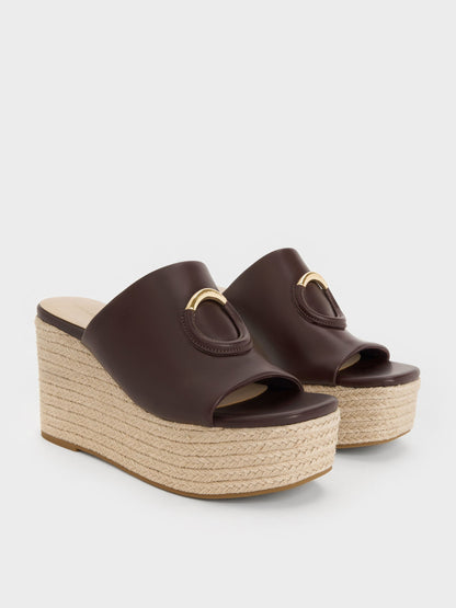 CHARLES & KEITH Featured | Metallic-Accent Espadrille Wedges - Maroon
