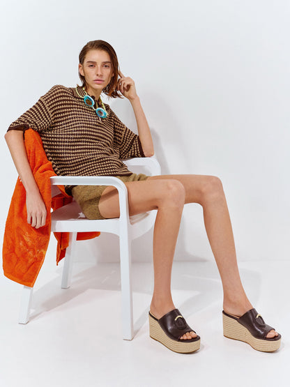 CHARLES & KEITH Featured | Metallic-Accent Espadrille Wedges - Maroon