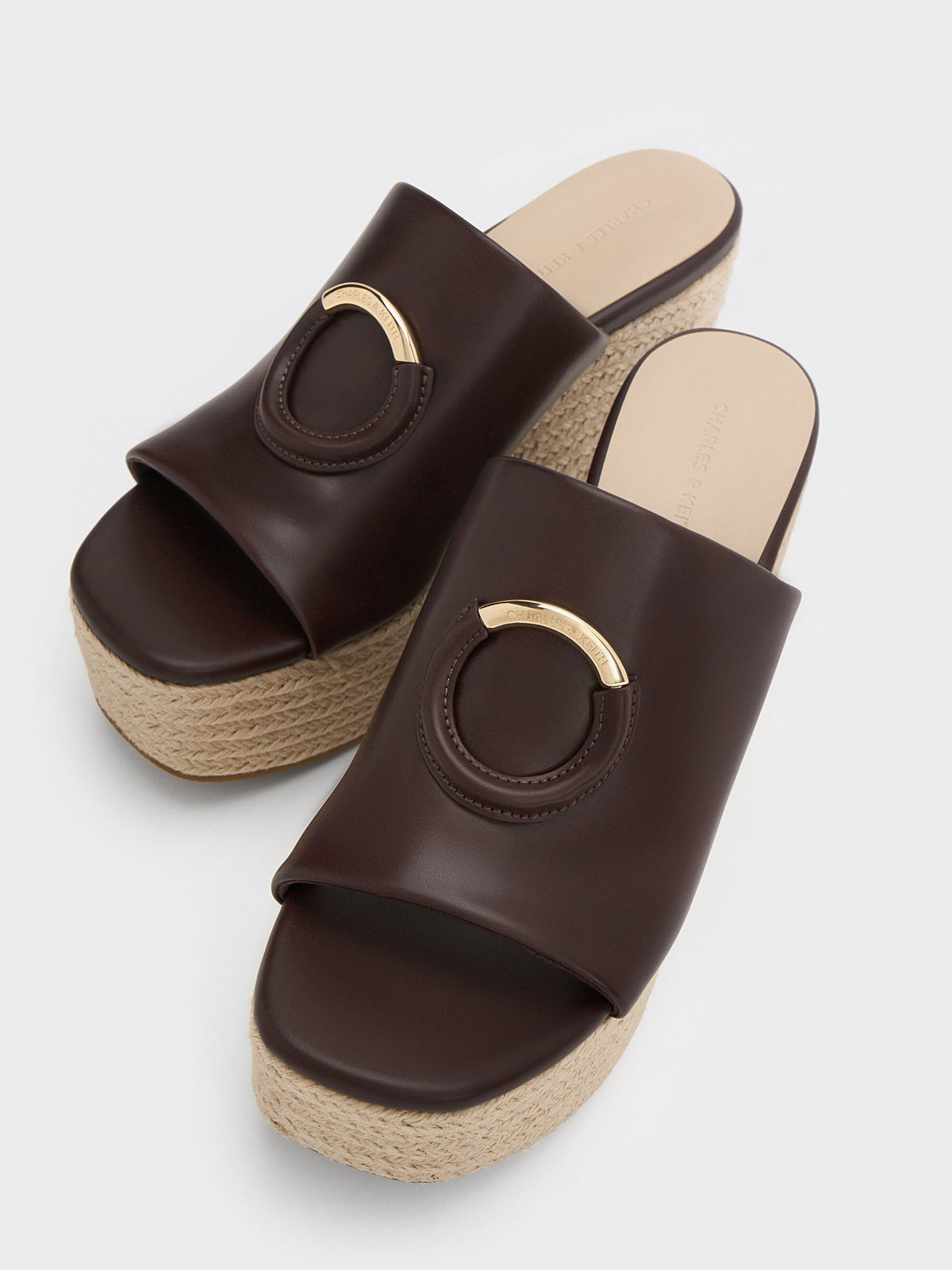CHARLES & KEITH Featured | Metallic-Accent Espadrille Wedges - Maroon