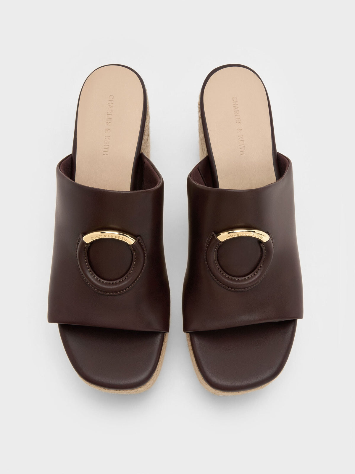CHARLES & KEITH Featured | Metallic-Accent Espadrille Wedges - Maroon
