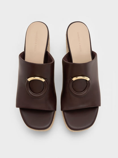 CHARLES & KEITH Featured | Metallic-Accent Espadrille Wedges - Maroon