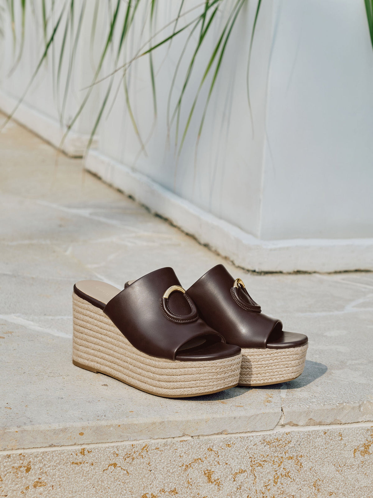 CHARLES & KEITH Featured | Metallic-Accent Espadrille Wedges - Maroon