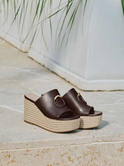CHARLES & KEITH Featured | Metallic-Accent Espadrille Wedges - Maroon