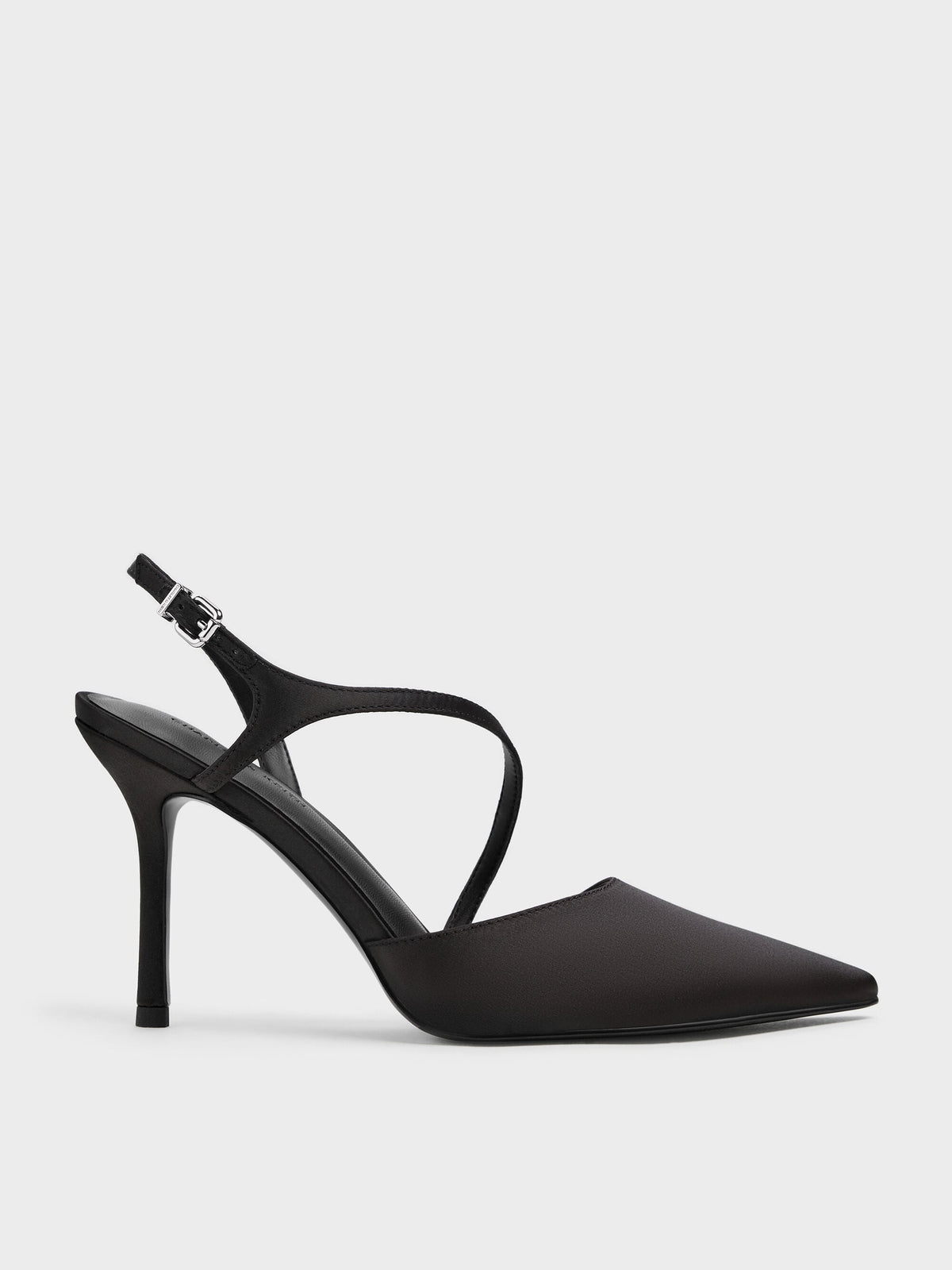 CHARLES & KEITH Latest | Cordelia Pointed Slingback Pumps - Black Textured
