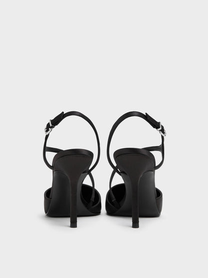 CHARLES & KEITH Latest | Cordelia Pointed Slingback Pumps - Black Textured