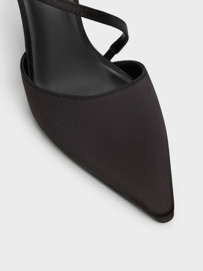 CHARLES & KEITH Latest | Cordelia Pointed Slingback Pumps - Black Textured