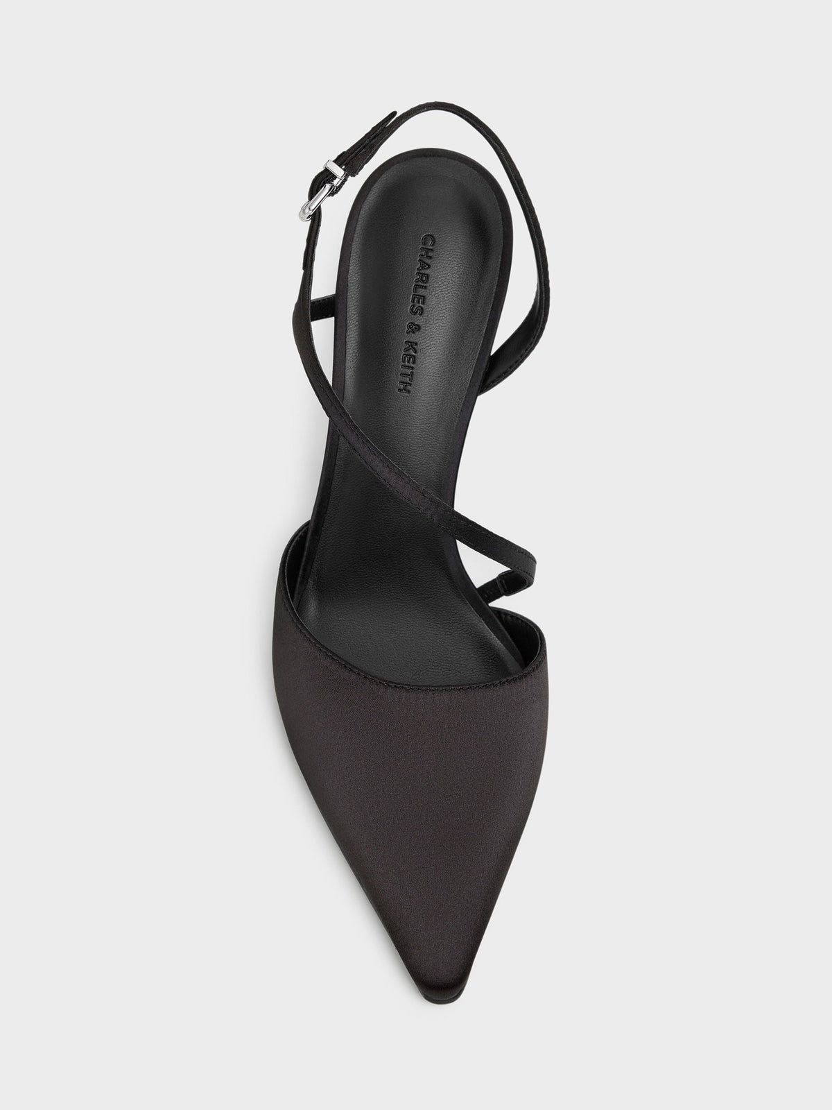 CHARLES & KEITH Latest | Cordelia Pointed Slingback Pumps - Black Textured