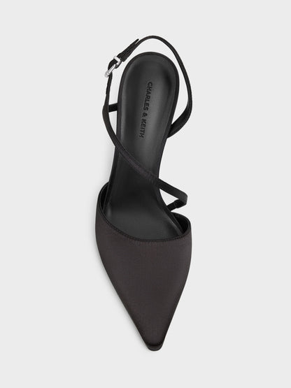 CHARLES & KEITH Latest | Cordelia Pointed Slingback Pumps - Black Textured