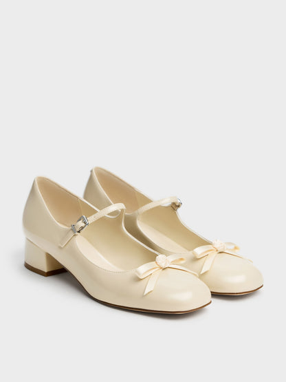 CHARLES & KEITH Latest | Kelis Rose-Bow Mary Jane Pumps - Beige