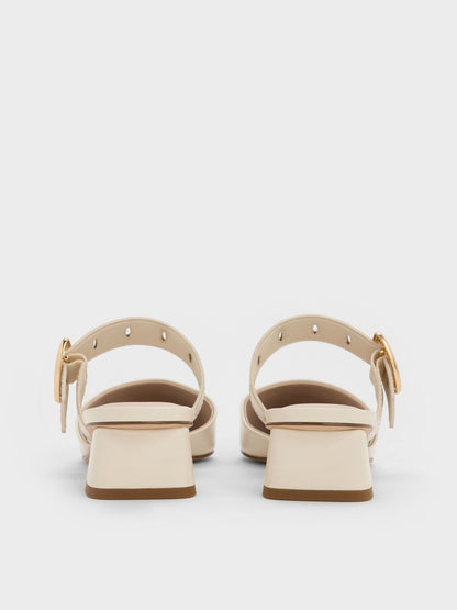 CHARLES & KEITH Great Value | Sepphe Buckle-Strap Heeled Mules - Cream