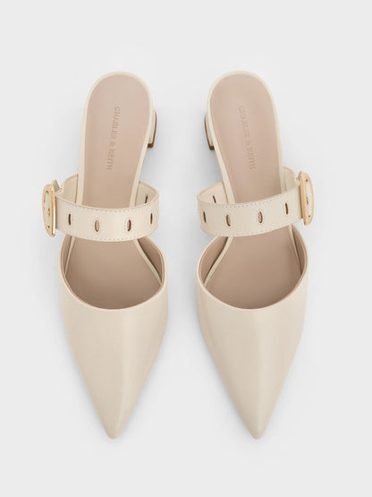 CHARLES & KEITH Great Value | Sepphe Buckle-Strap Heeled Mules - Cream