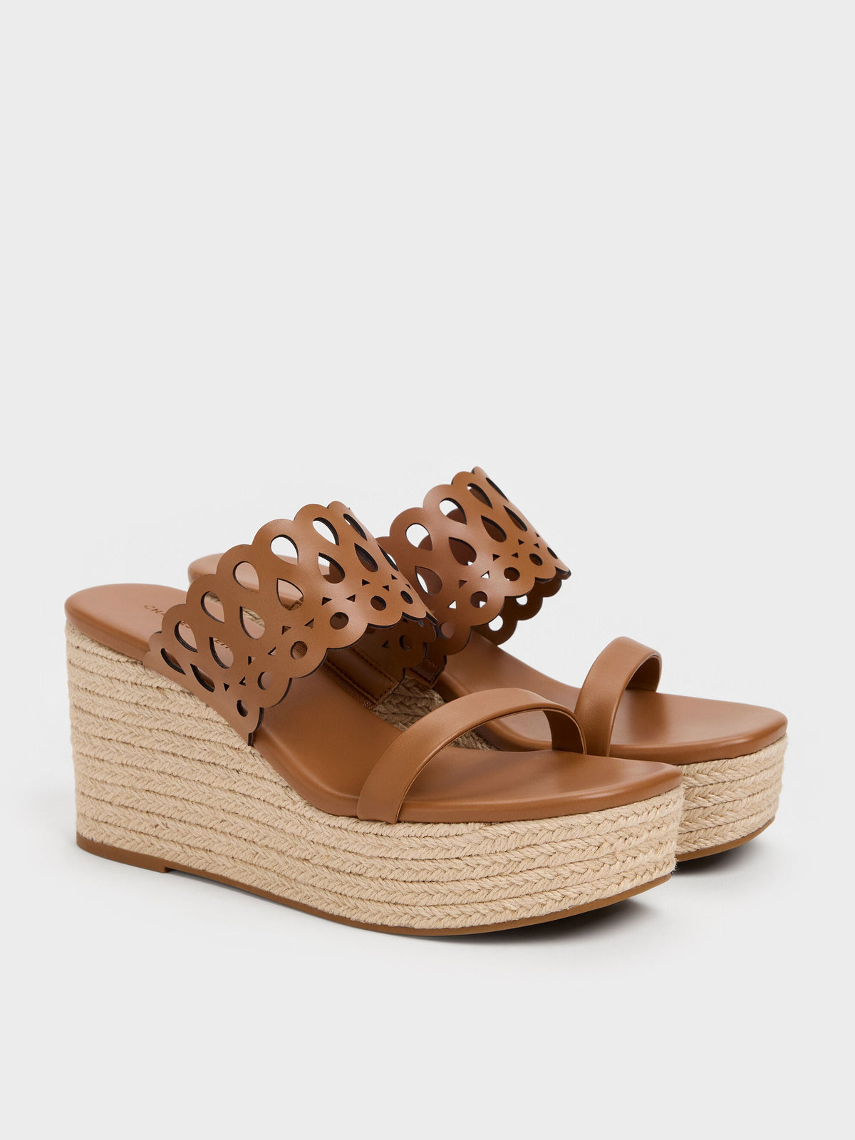 CHARLES & KEITH Recommended | Cut-Out Espadrille Wedges - Cognac