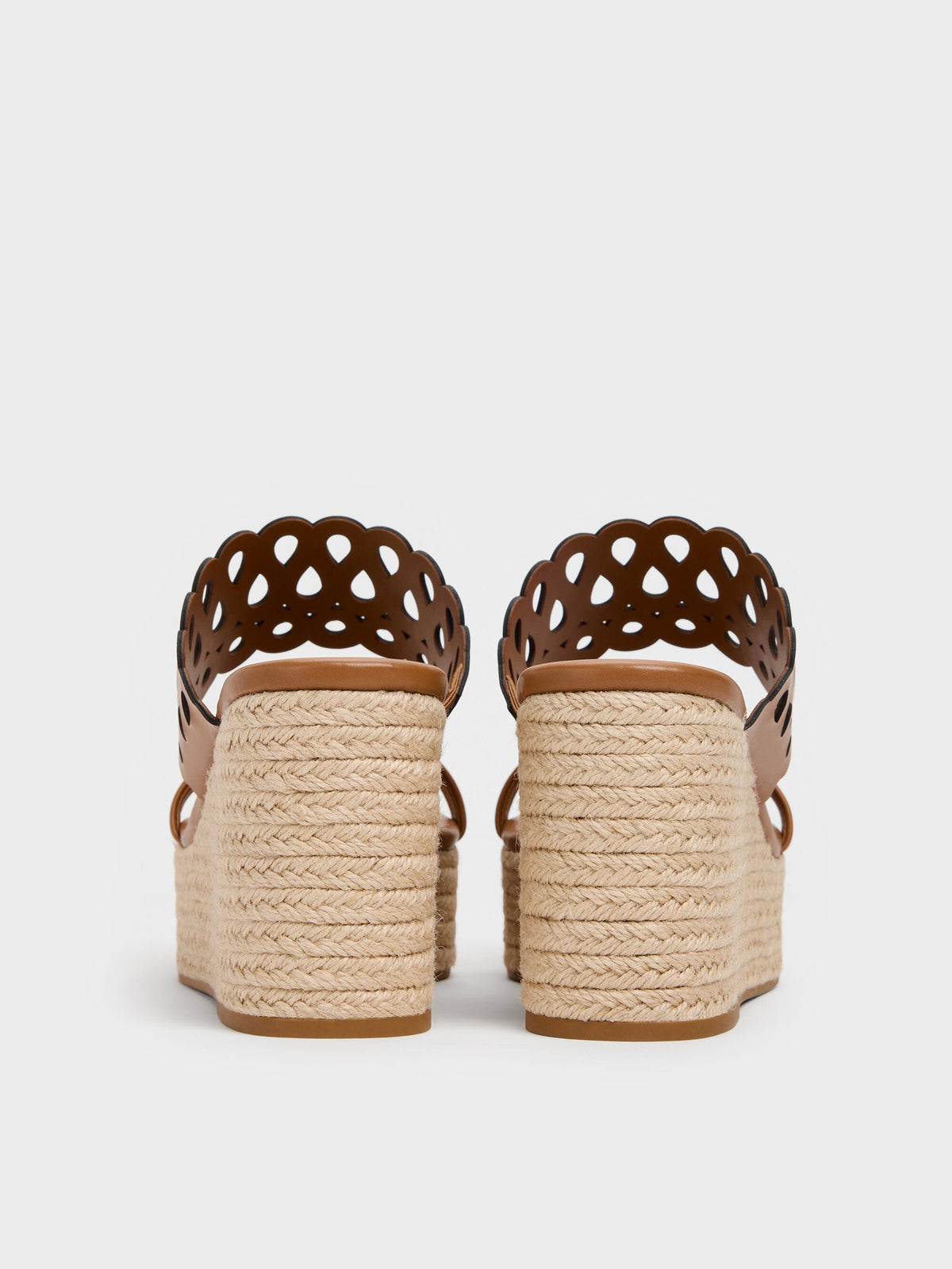 CHARLES & KEITH Recommended | Cut-Out Espadrille Wedges - Cognac