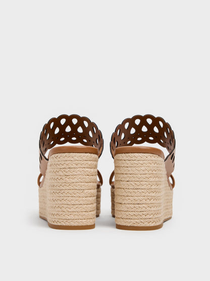 CHARLES & KEITH Recommended | Cut-Out Espadrille Wedges - Cognac