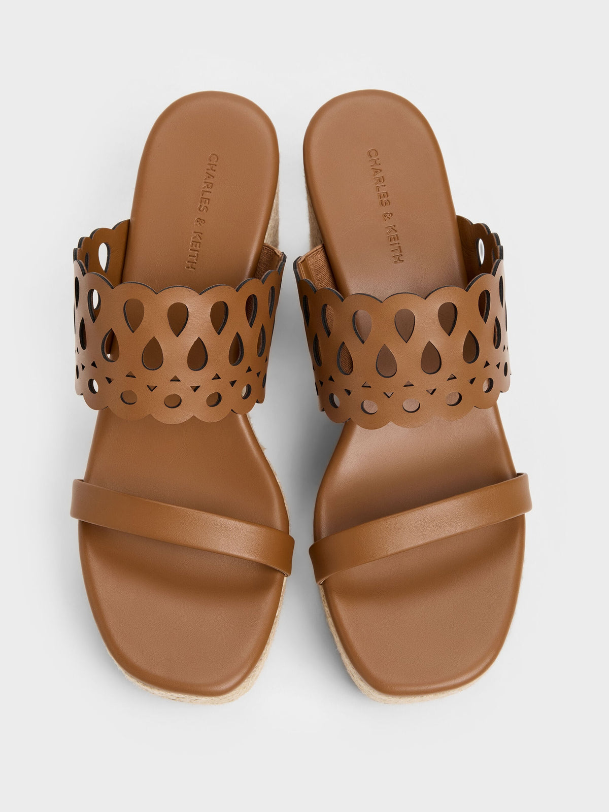CHARLES & KEITH Recommended | Cut-Out Espadrille Wedges - Cognac