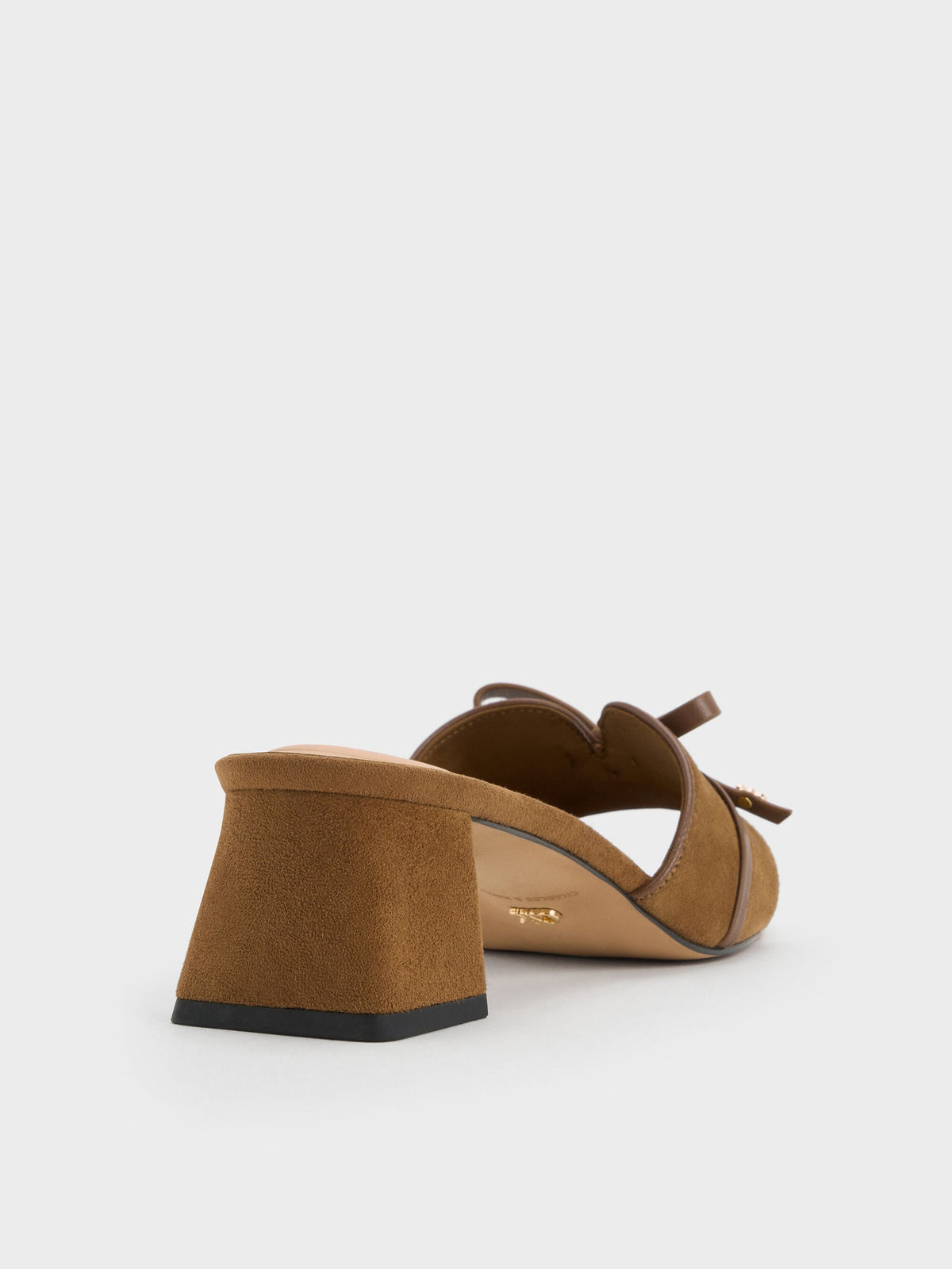 CHARLES & KEITH Premium | Leather & Suede Bow Heeled Mules - Brown