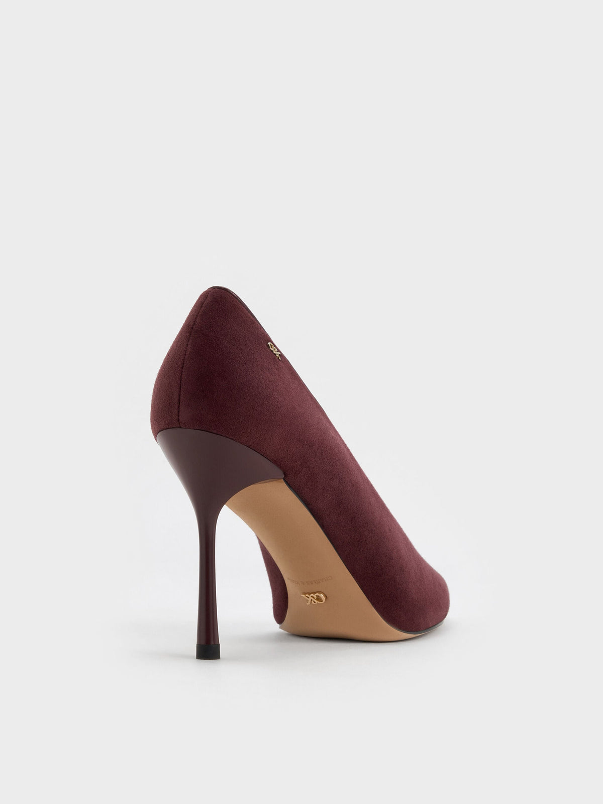 CHARLES & KEITH Hot Sale | Leather & Suede Pointed Pumps - Burgundy