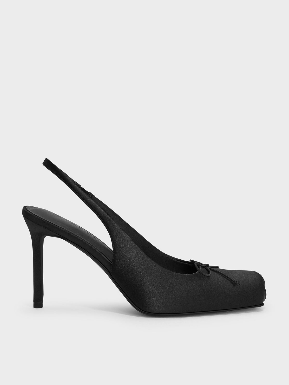 CHARLES & KEITH Great Value | Satin Ruched Stiletto Slingback Pumps - Black Textured