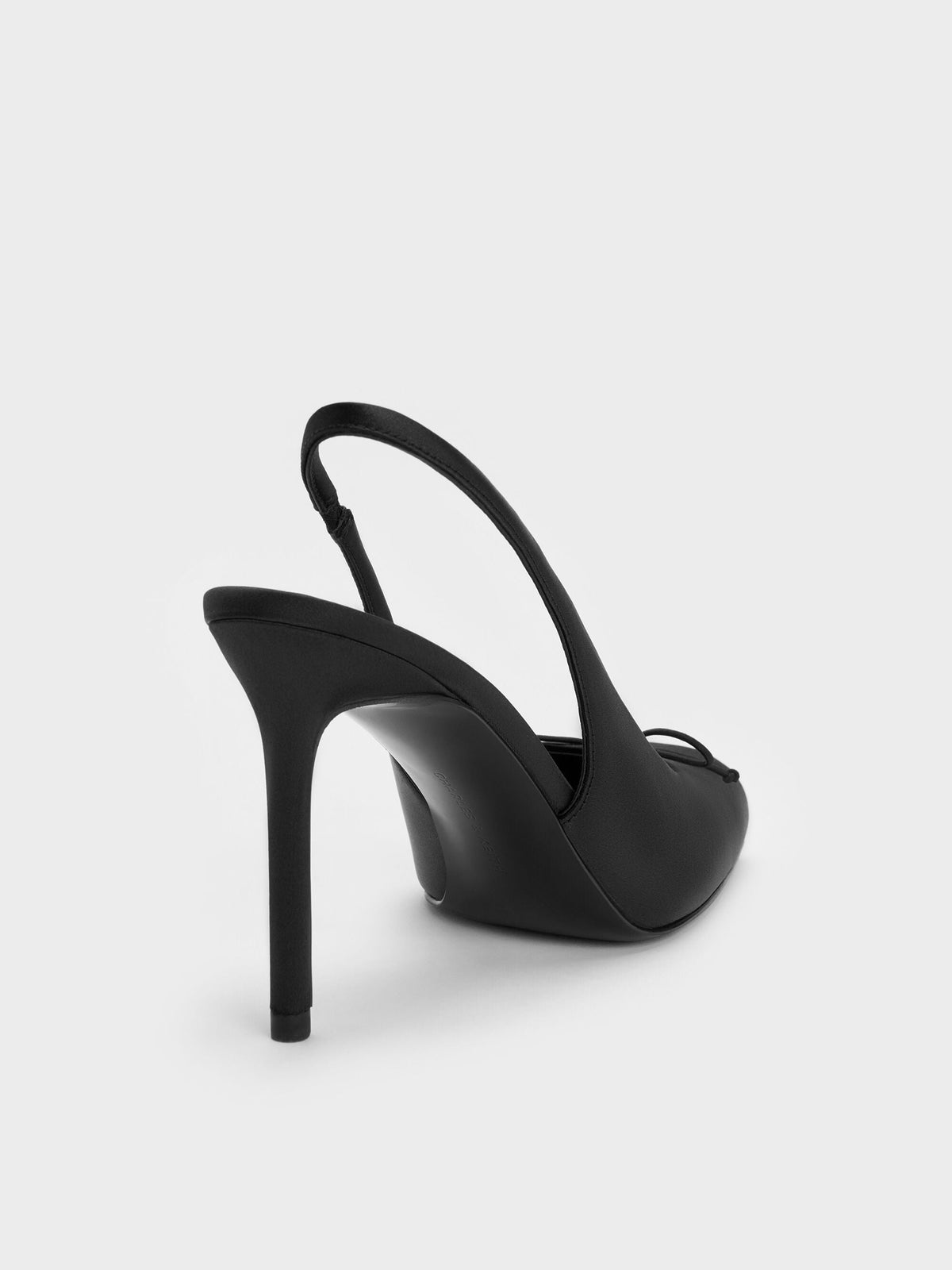 CHARLES & KEITH Great Value | Satin Ruched Stiletto Slingback Pumps - Black Textured