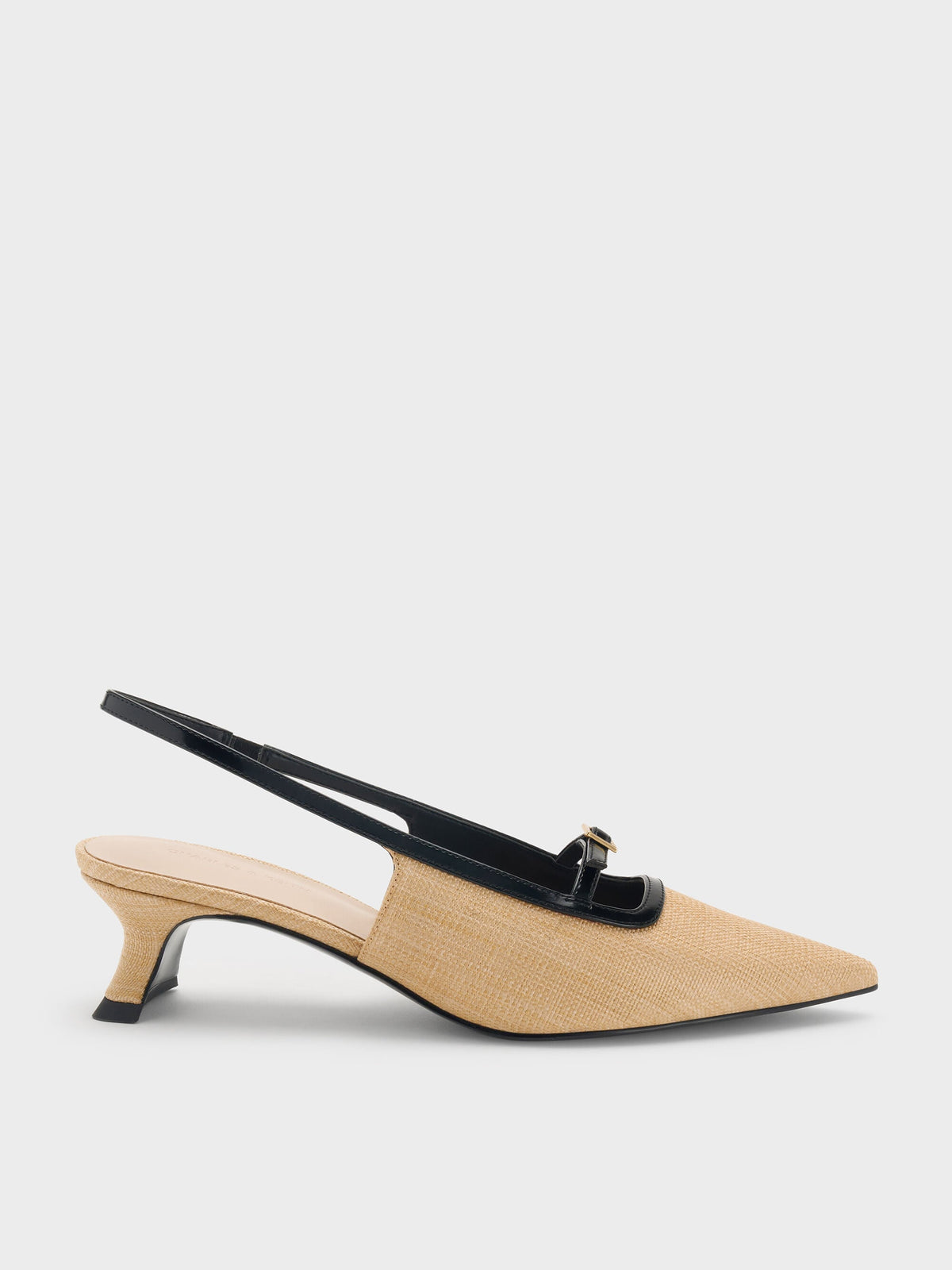 CHARLES & KEITH Best Seller | Woven Buckle-Strap Slingback Pumps - Natural