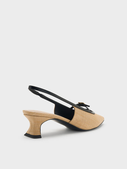 CHARLES & KEITH Best Seller | Woven Buckle-Strap Slingback Pumps - Natural