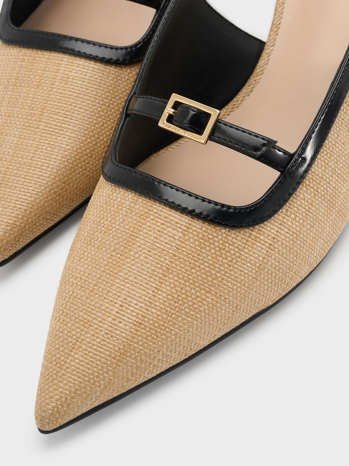 CHARLES & KEITH Best Seller | Woven Buckle-Strap Slingback Pumps - Natural