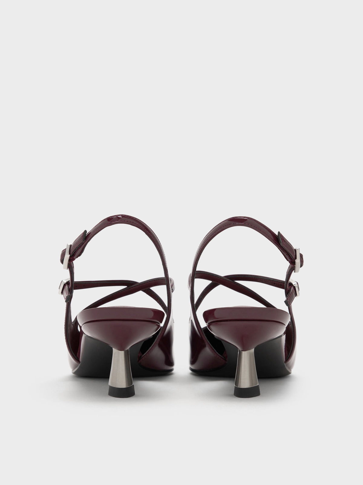 CHARLES & KEITH Sale | Pauline Patent Crossover Kitten Heels - Maroon