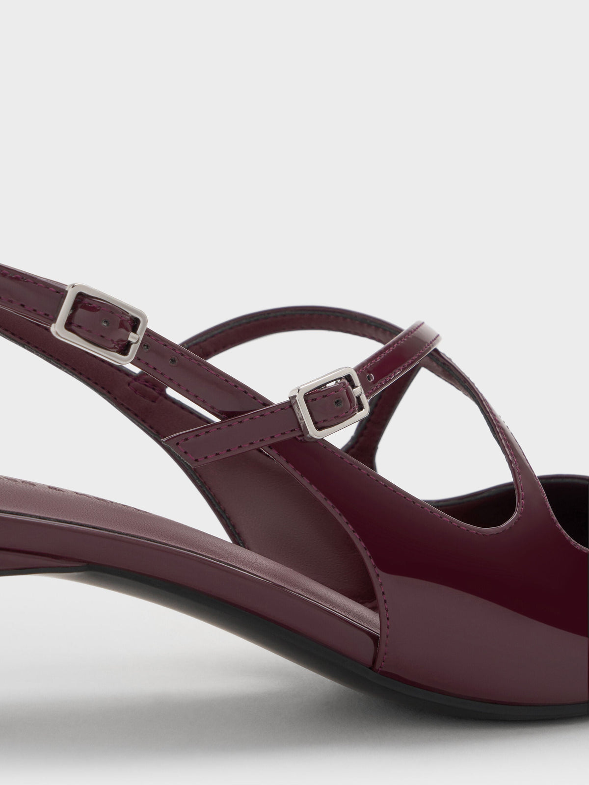CHARLES & KEITH Sale | Pauline Patent Crossover Kitten Heels - Maroon