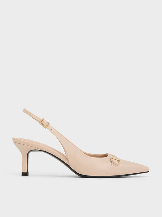 CHARLES & KEITH Trending | Leslie Slingback Pumps - Nude