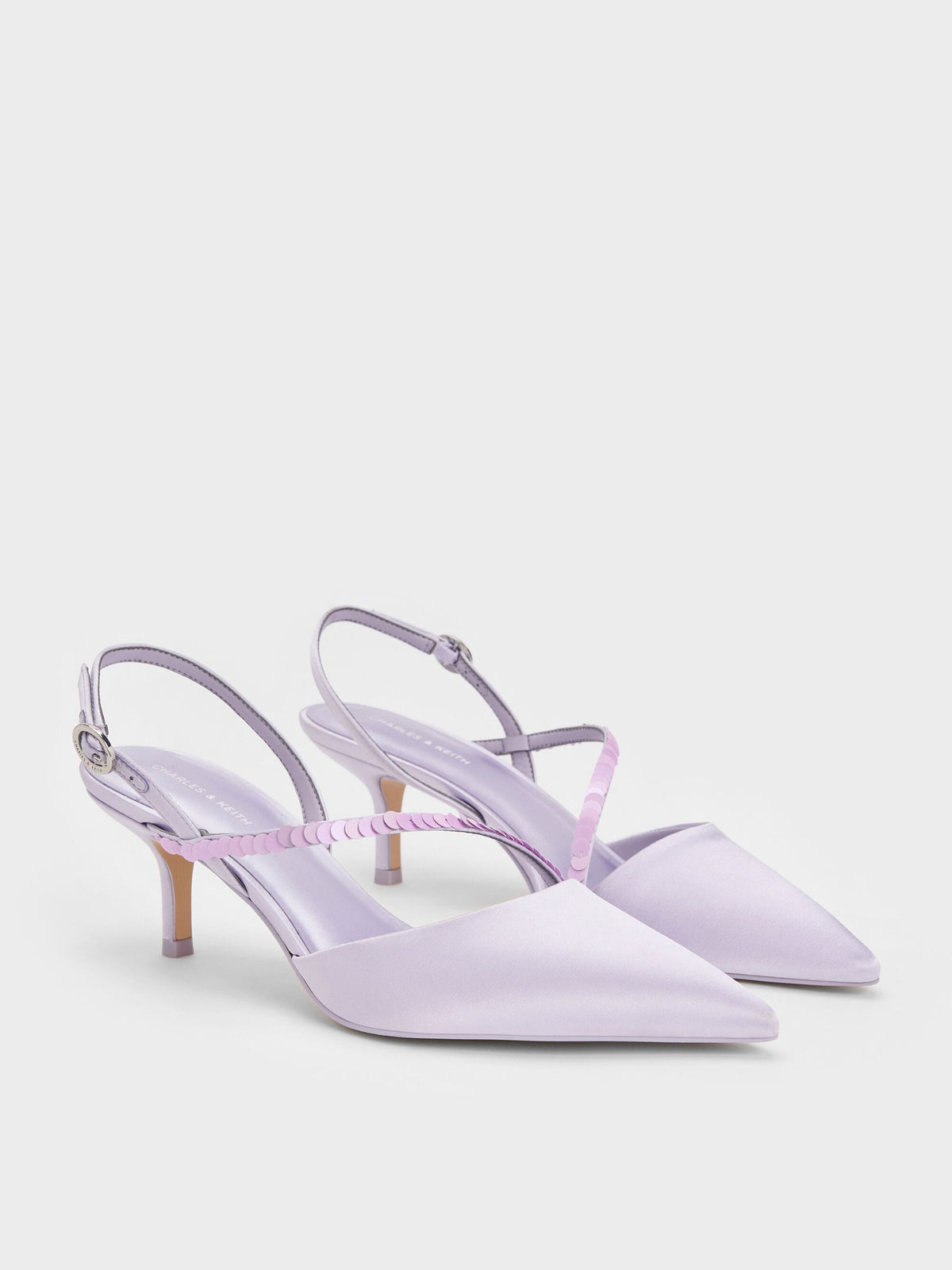 CHARLES & KEITH Sale | Briella Sequinned Slingback Pumps - Lilac