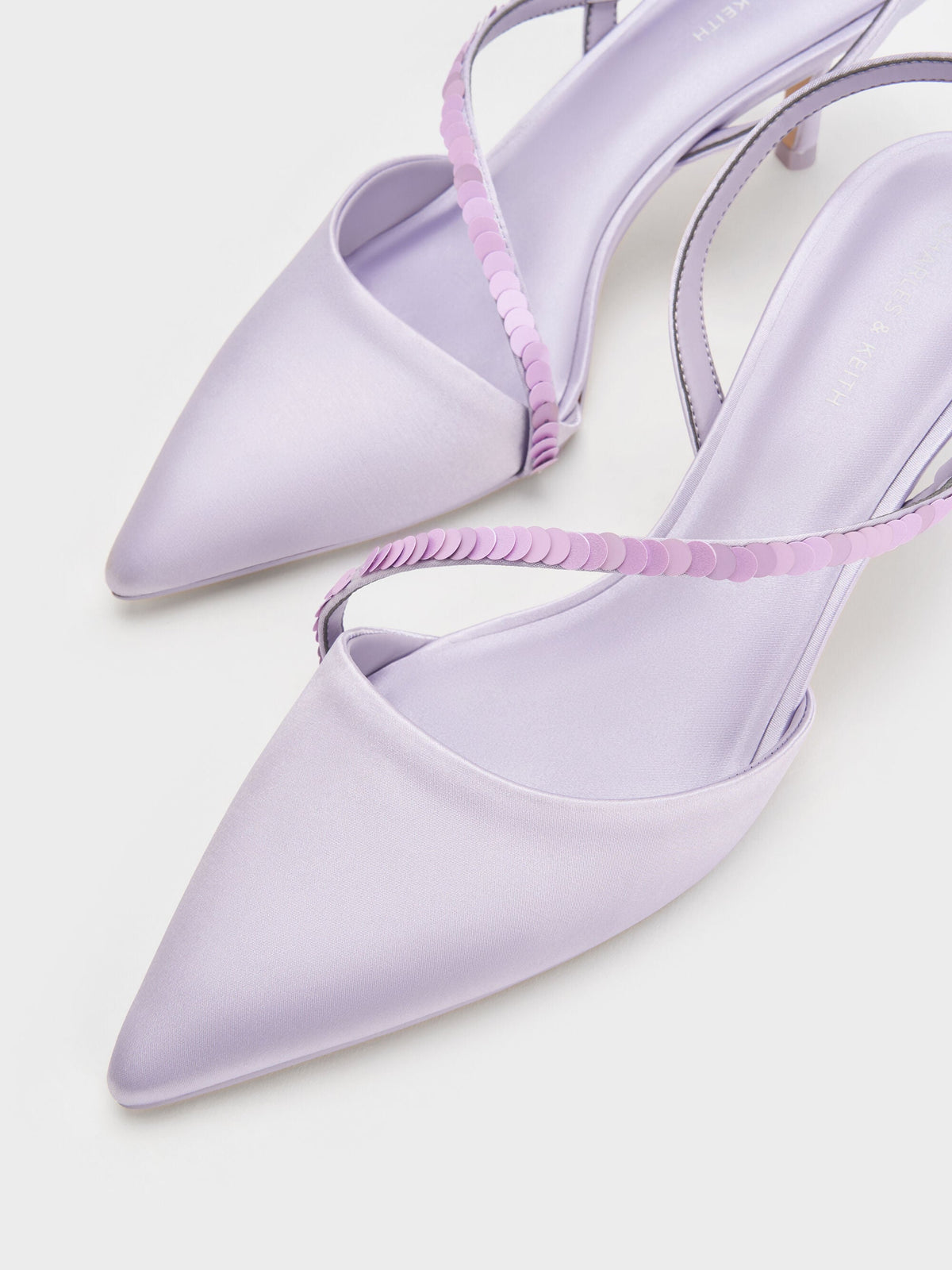 CHARLES & KEITH Sale | Briella Sequinned Slingback Pumps - Lilac