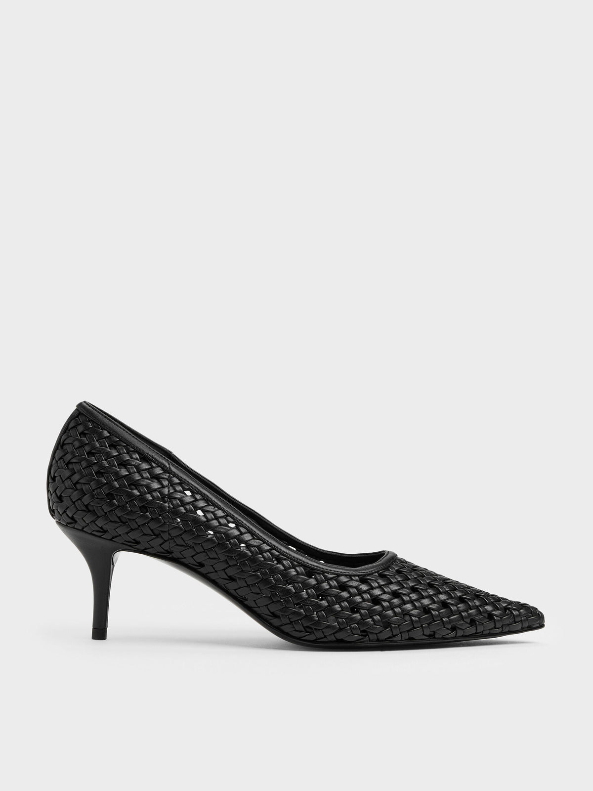 CHARLES & KEITH Exclusive | Woven Pointed Stiletto Pumps - Black