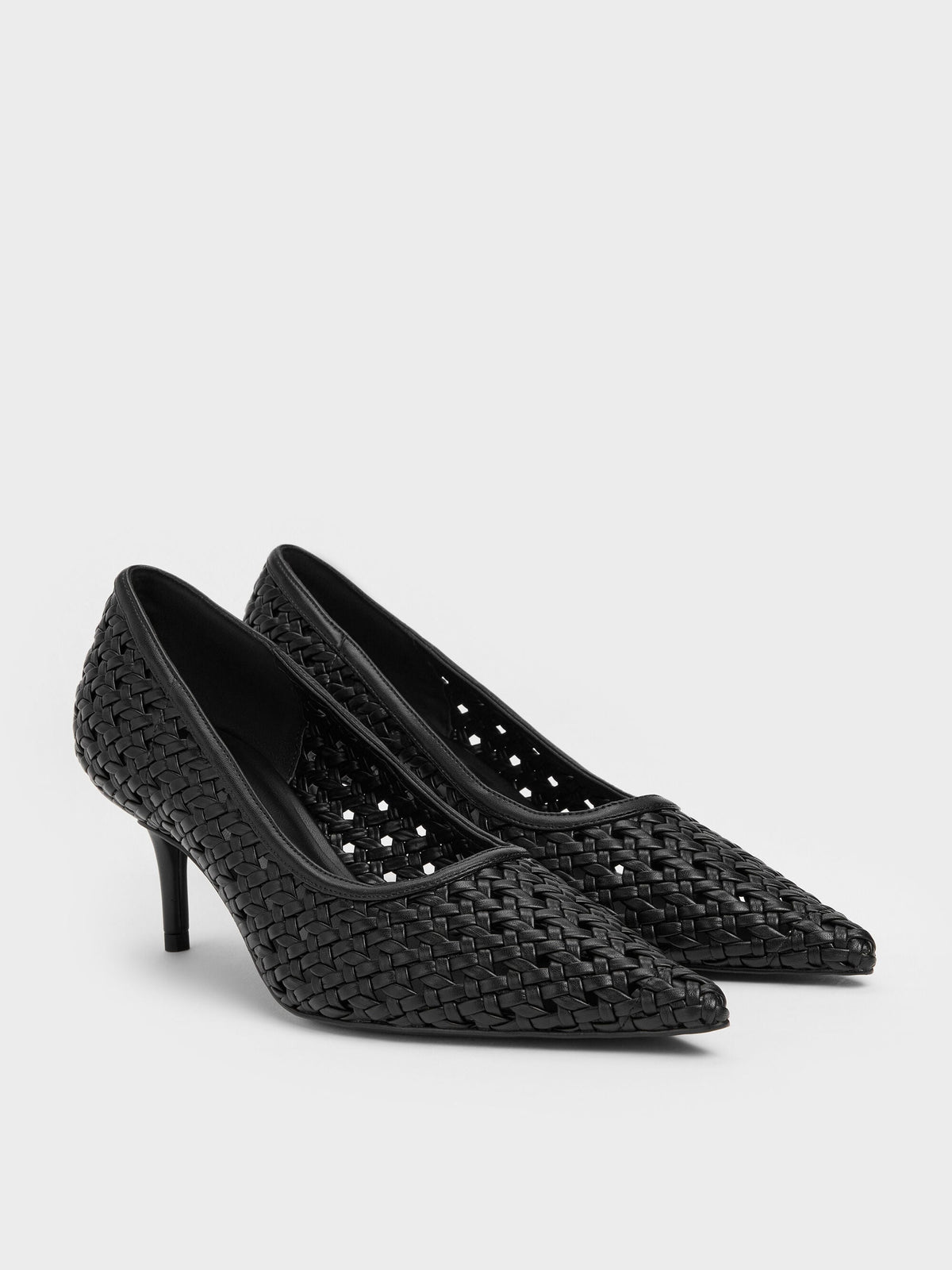 CHARLES & KEITH Exclusive | Woven Pointed Stiletto Pumps - Black