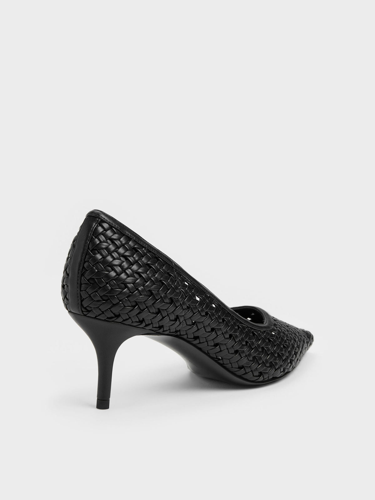CHARLES & KEITH Exclusive | Woven Pointed Stiletto Pumps - Black